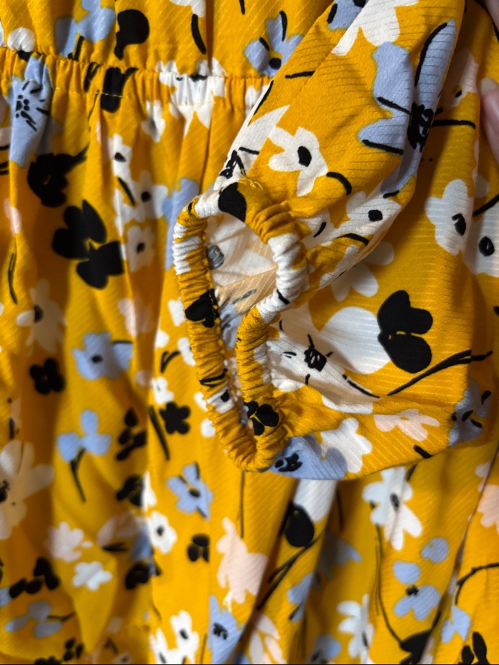 LOFT Outlet Mustard Floral Button-Front Drawstring Waist Dress, Medium, like new - Picture 5 of 7